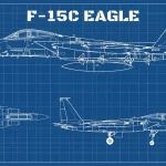 Immagine blueprint di un F-15C