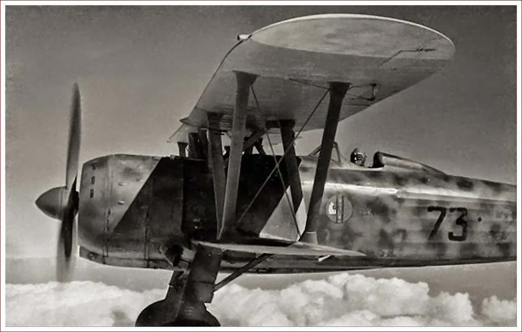 Una rarissima immagine di Ernesto Botto ai comandi del suo Cr.42 "Falco"
Immagine di www.finn.it