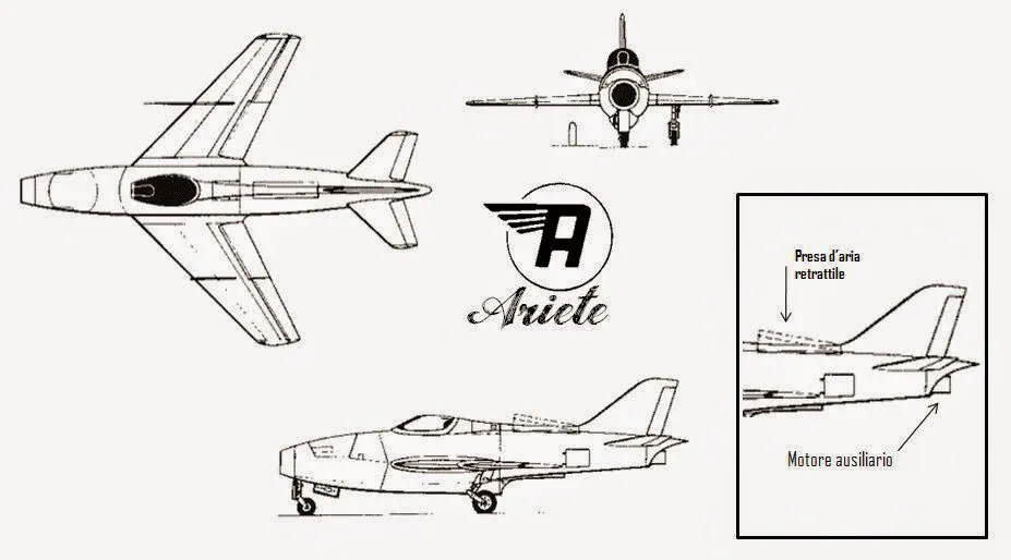 Disegno tecnico dell' Aerfer Ariete.