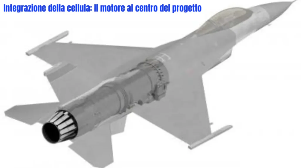 Modello tridimensionale in radiografia (see-through) dell'F-16 Fighting Falcon. Il rendering evidenzia il nucleo propulsivo del caccia e mostra come la cellula sia stata letteralmente "cucita" attorno al singolo e potente motore turbofano, che occupa gran parte della fusoliera centrale e posteriore alimentando direttamente lo scarico a geometria variabile. (Grafica: Archivio Tecnico Digitale / Rielaborazione: aerostoria.it)