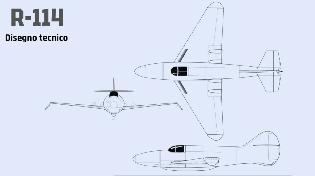 Disegno tecnico R-114. elaborazione aerostoria.it via secretprogect.co.uk