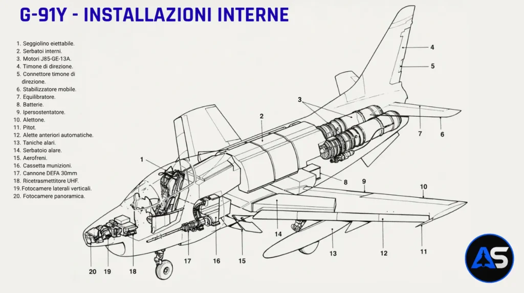 G.91Y Schema installazioni interne.