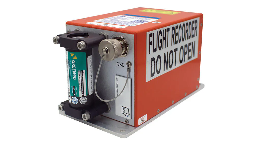 Scatola nera moderna CVDR L3Harris SRVIVR25 con registratore di volo a 25 ore e localizzatore subacqueo verde GREEN90.