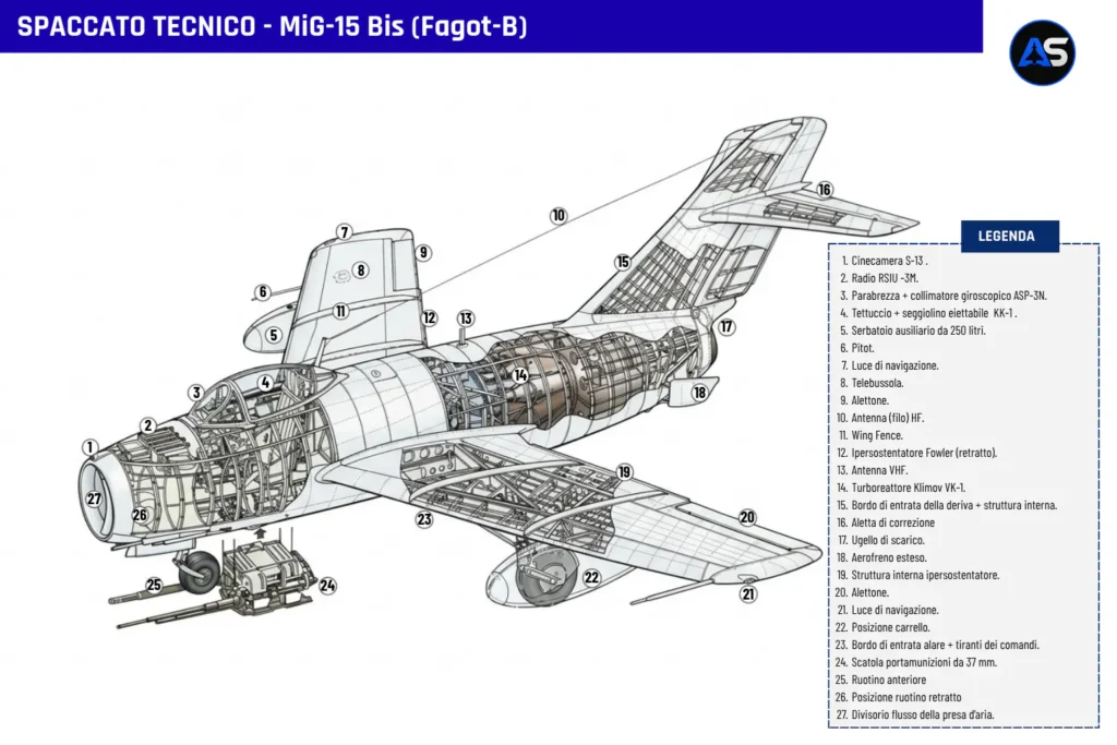 Cutaway del MiG-15 Bis.